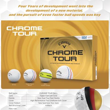 Chrome Tour Golf Balls White  Crome Tour ออกแบบมาเพื่อประสิทธิภาพระดับทัวร์ที่เหนือกว่า ด้วยเทคโนโลย